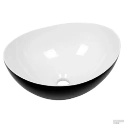 Keramische Opbouw Waskom Plieger Scale Ovaal 39x32x17.5cm Zwart Wit
