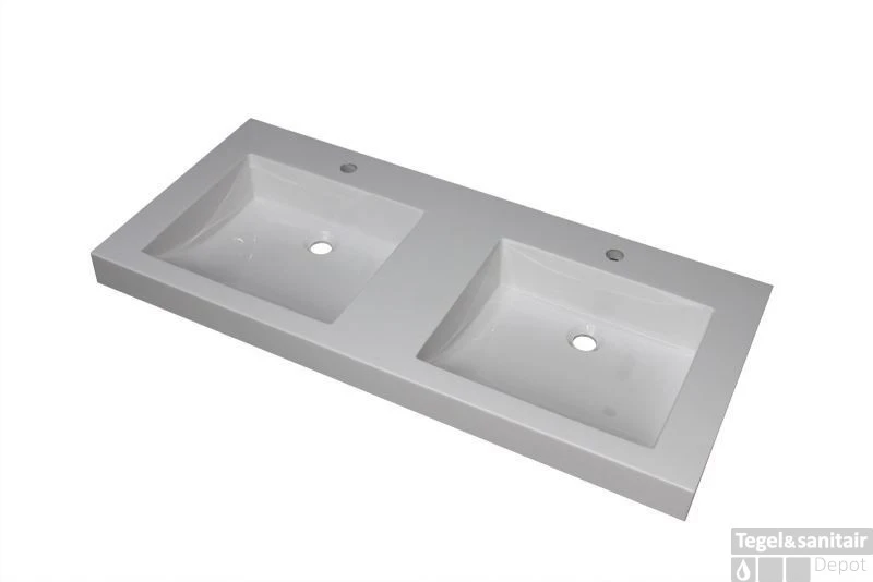 B&w-luxury Attivo Meubelwastafel 120x54 Cm. 2xkraangat Wit 3 B&w-luxury Attivo Meubelwastafel 120x54 Cm. 2xkraangat Wit