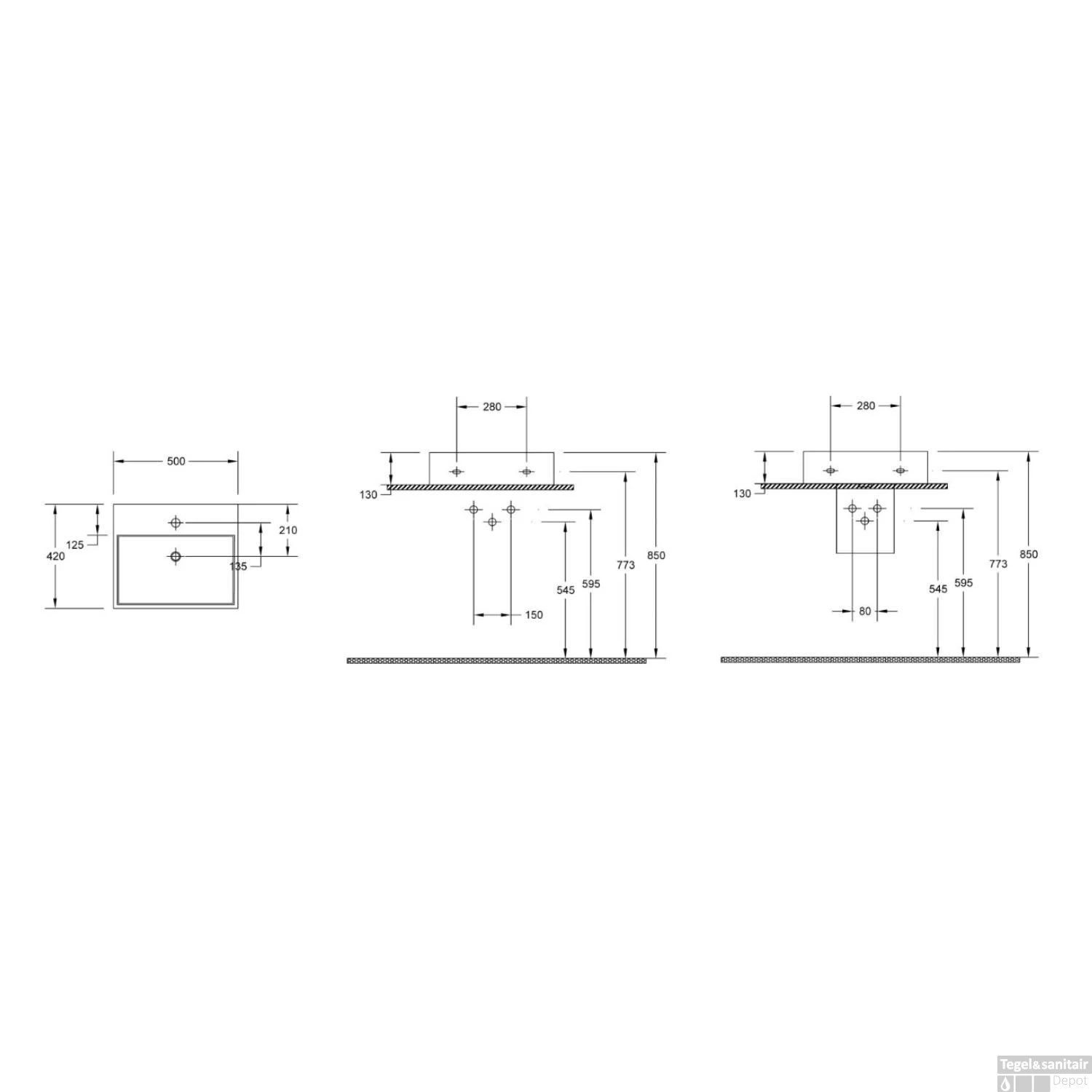 Wastafel Sapho Purity Rechthoekig 50x42 Cm Keramiek Wit 7 Wastafel Sapho Purity Rechthoekig 50x42 Cm Keramiek Wit - Afbeelding 5