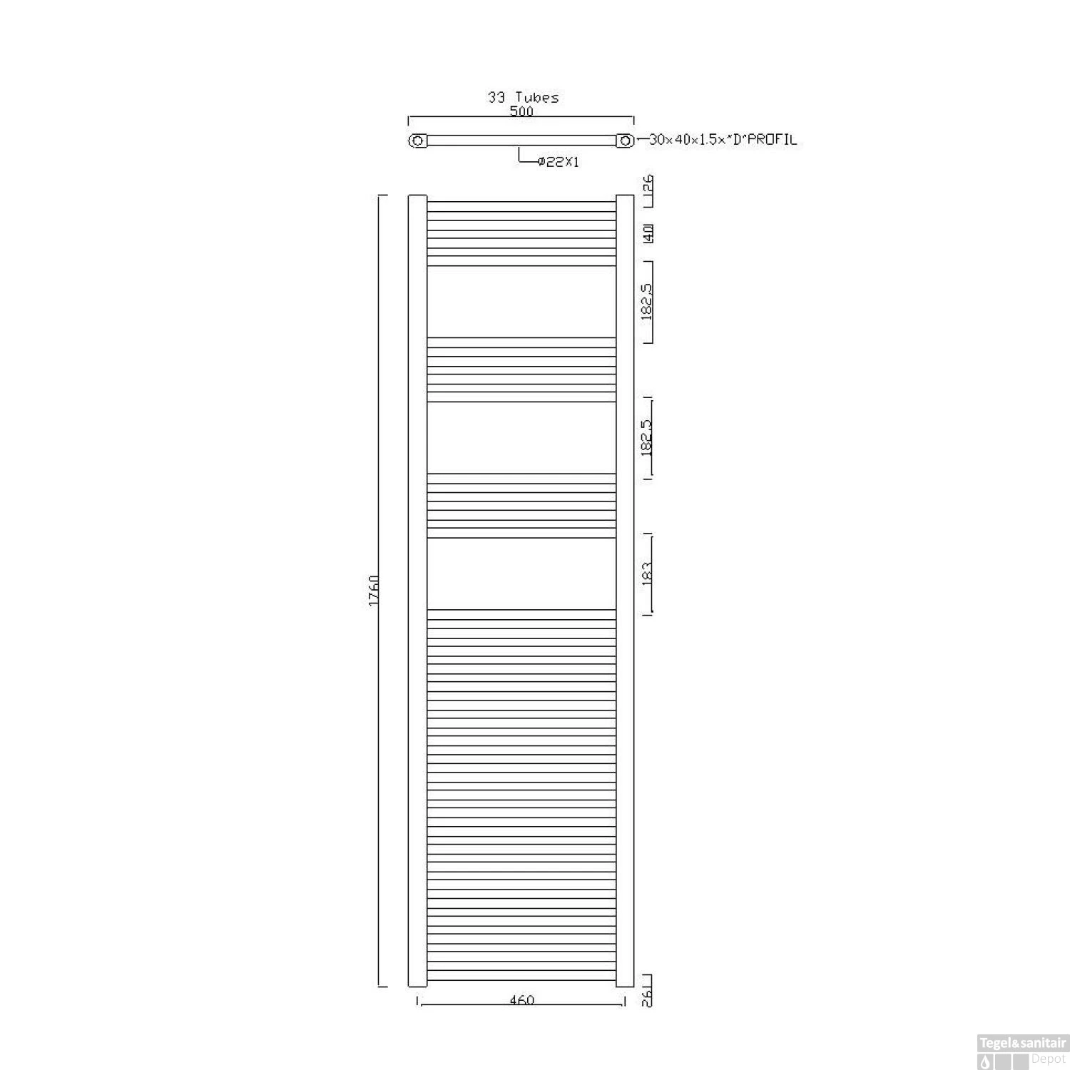 Handdoekradiator Sapho Alya Recht 50x176 Cm 664W Chroom 5 Handdoekradiator Sapho Alya Recht 50x176 Cm 664W Chroom - Afbeelding 3