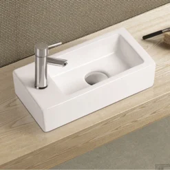 Fontein Wiesbaden Rhea Mini Rechthoek 36x18x9cm Keramiek Wit (Kraangat Links)