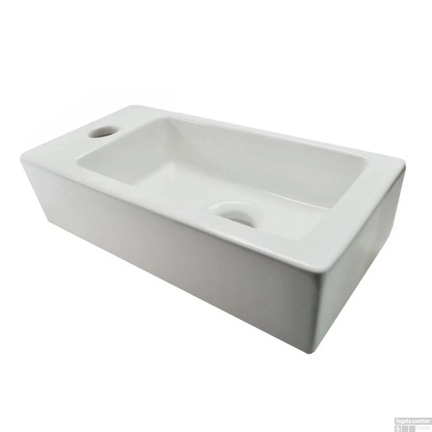 Fontein Wiesbaden Rhea Mini Rechthoek 36x18x9cm Keramiek Wit (Kraangat Links) 4 Fontein Wiesbaden Rhea Mini Rechthoek 36x18x9cm Keramiek Wit (Kraangat Links) - Afbeelding 2