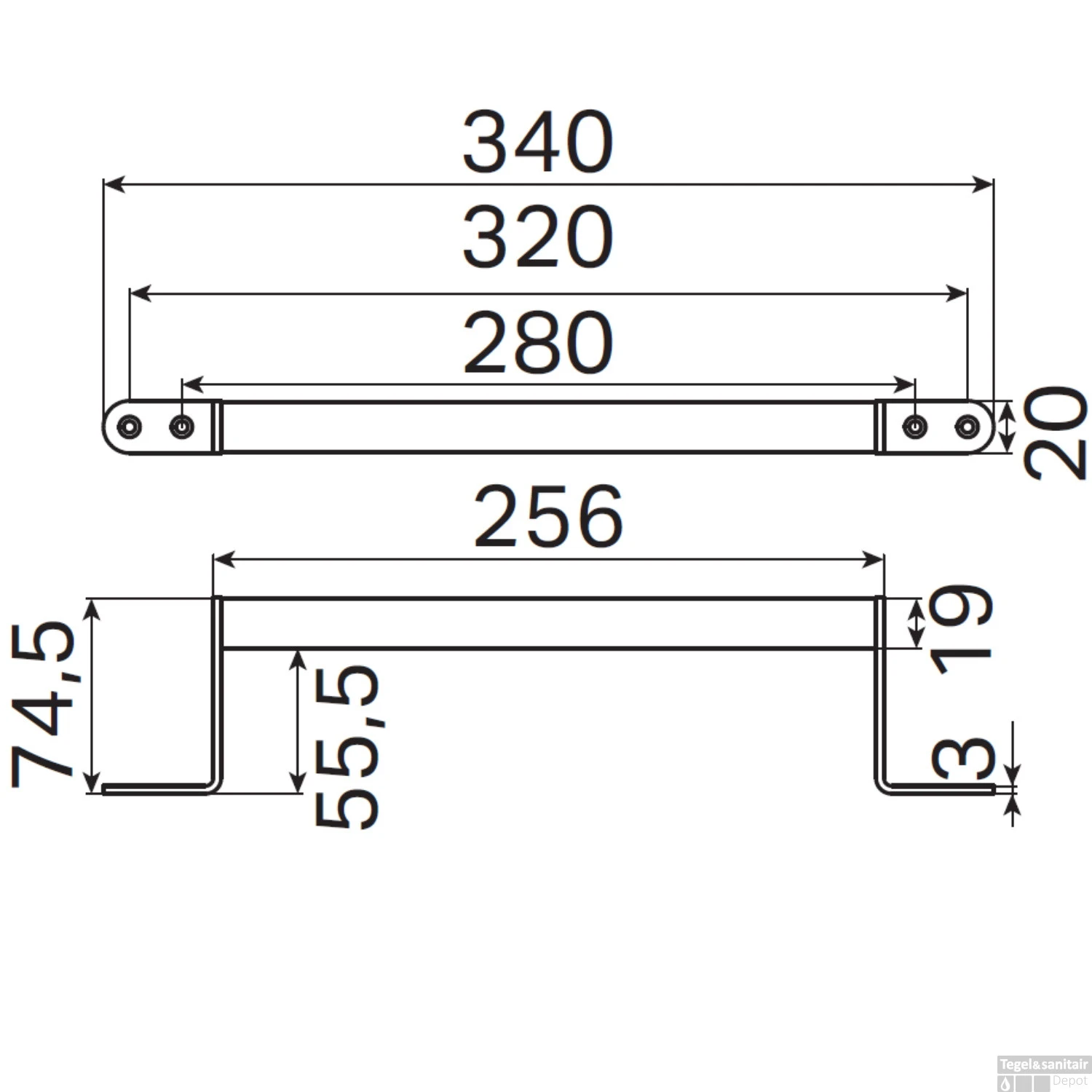 Badgreep Haceka Ixi 34x7.5x2 Cm RVS 5 Badgreep Haceka Ixi 34x7.5x2 Cm RVS - Afbeelding 3