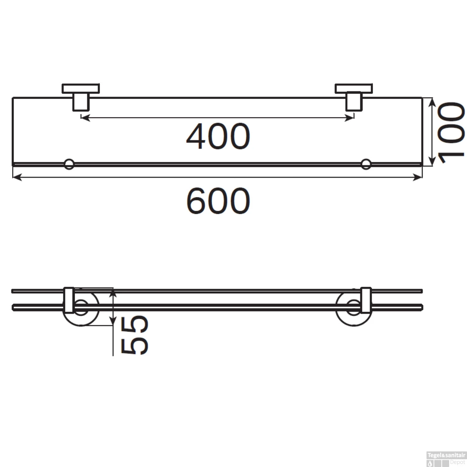 Planchet Haceka Kosmos Glas 60x10 Cm Chroom 4 Planchet Haceka Kosmos Glas 60x10 Cm Chroom - Afbeelding 2