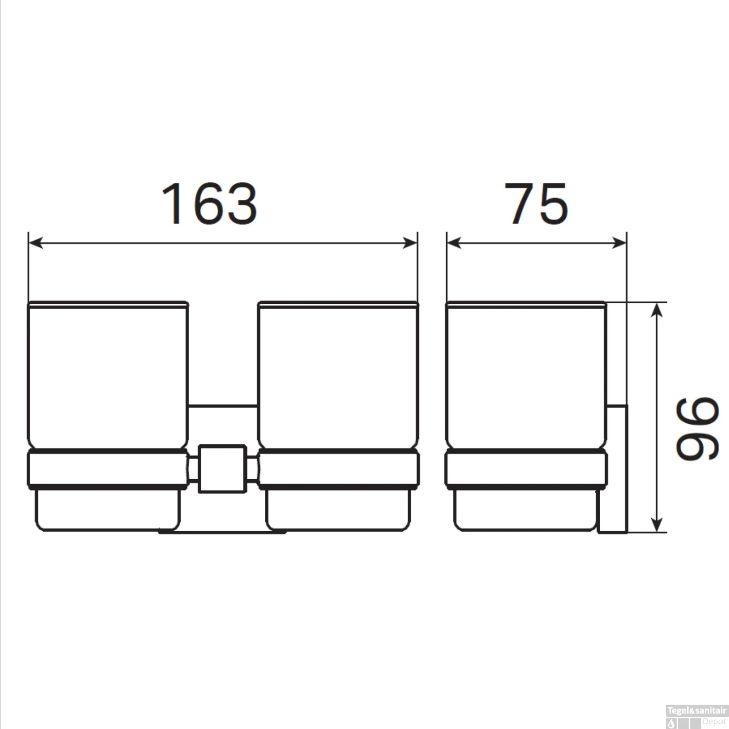 Glashouder Dubbel Haceka Mezzo Chroom 5 Glashouder Dubbel Haceka Mezzo Chroom - Afbeelding 3