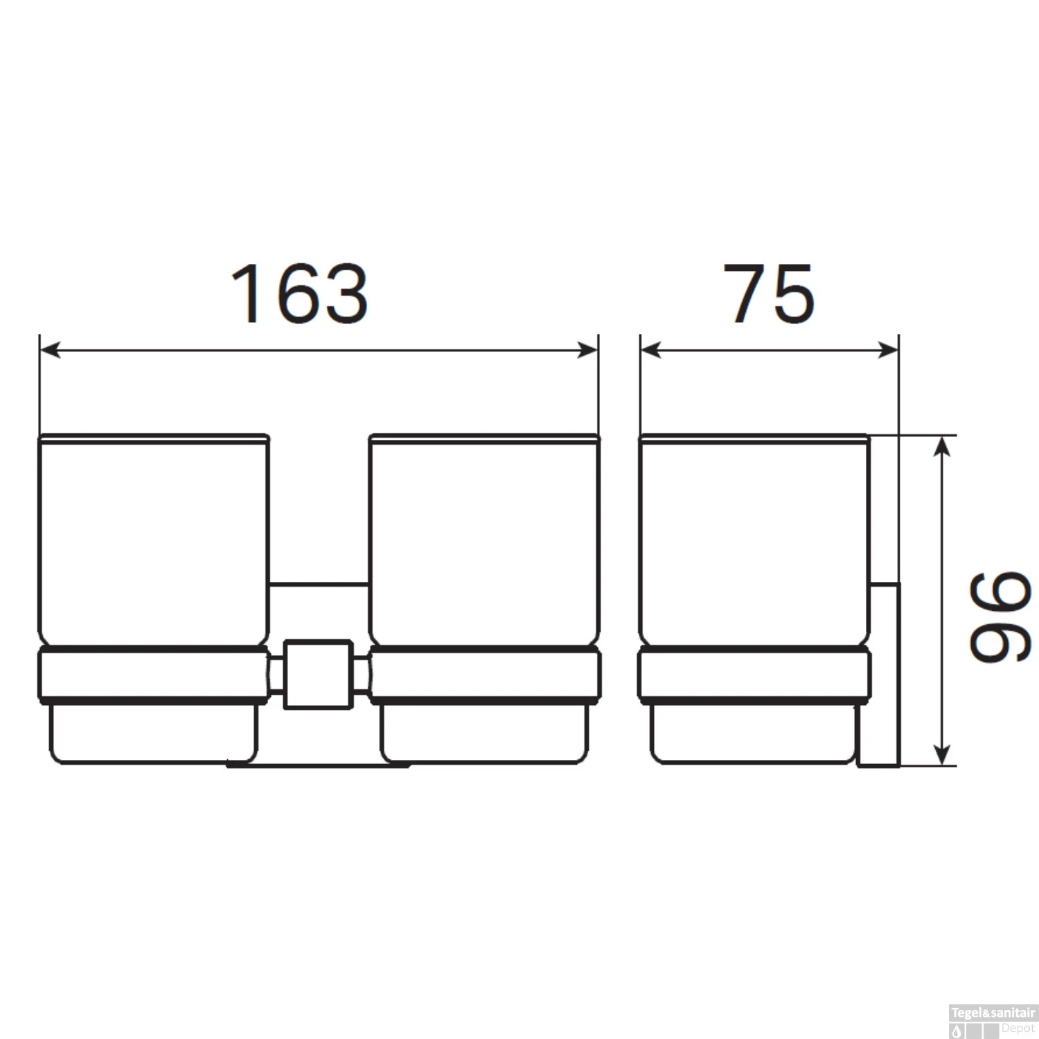 Glashouder Dubbel Haceka Mezzo Tec Mat Chroom 5 Glashouder Dubbel Haceka Mezzo Tec Mat Chroom - Afbeelding 3