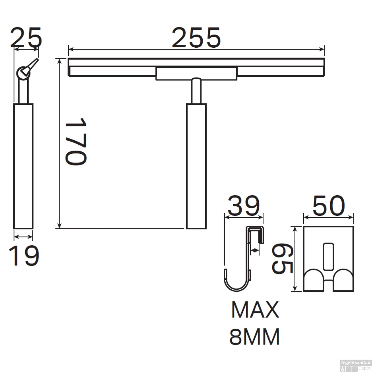 Douchewisser Haceka Selection Met Haak Mat Zwart 6 Douchewisser Haceka Selection Met Haak Mat Zwart - Afbeelding 4