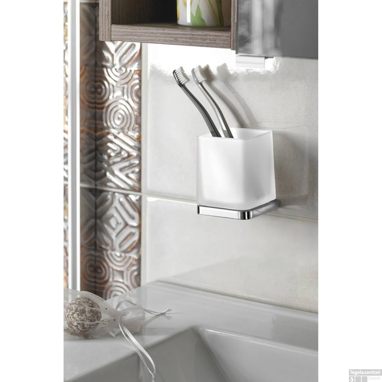 Bekerhouder Sapho Olymp Hangend Chroom / Melkglas 4 Bekerhouder Sapho Olymp Hangend Chroom / Melkglas - Afbeelding 2