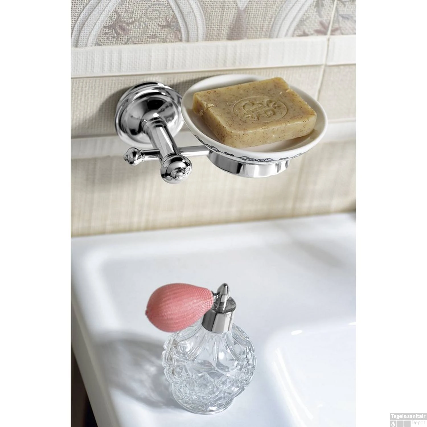 Zeephouder Sapho Astor Hangend 15.3x5.8 Cm Chroom / Wit 5 Zeephouder Sapho Astor Hangend 15.3x5.8 Cm Chroom / Wit - Afbeelding 3