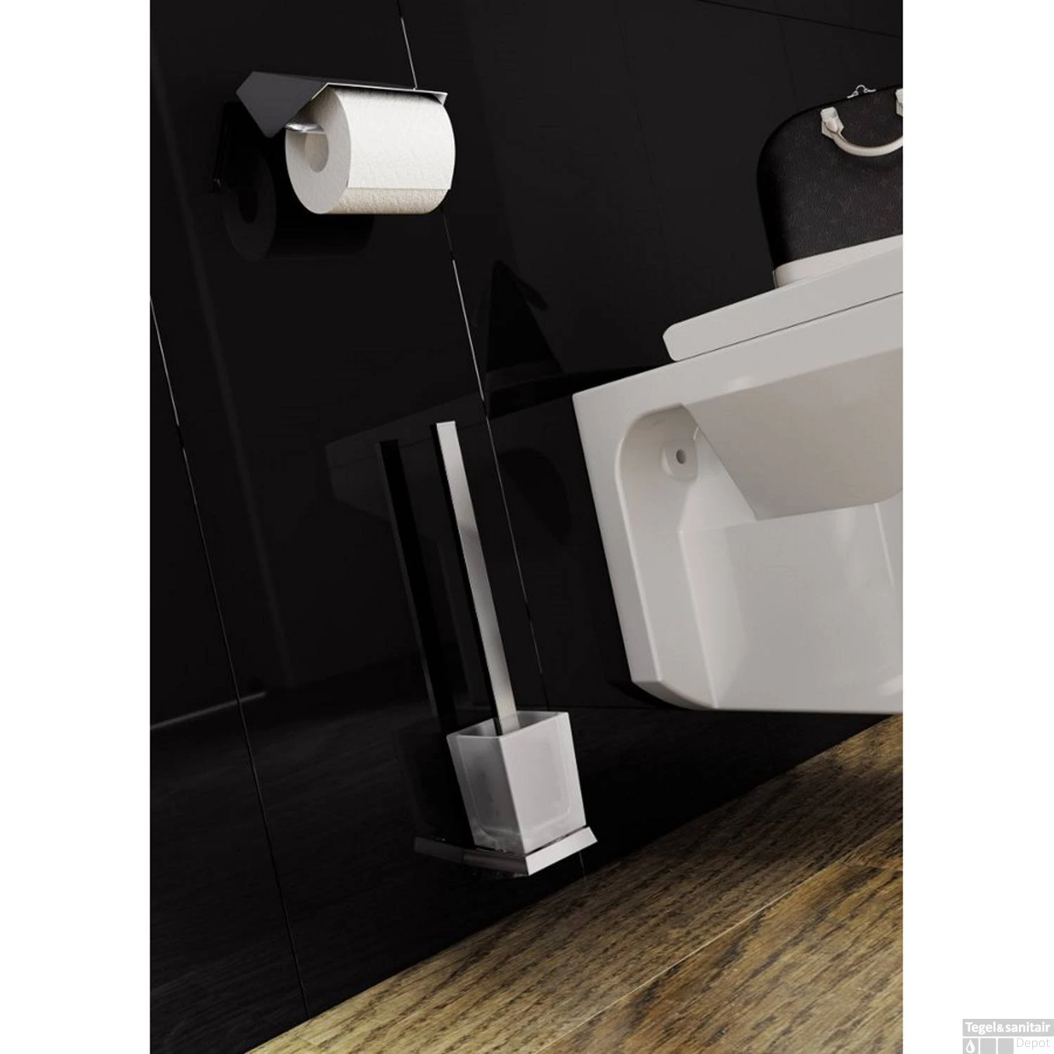 Toiletborstelhouder Sapho Soul Hangend Vierkant 8.8x41.5x8.6 Cm Chroom 4 Toiletborstelhouder Sapho Soul Hangend Vierkant 8.8x41.5x8.6 Cm Chroom - Afbeelding 2