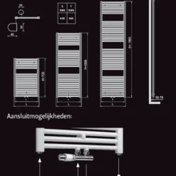 Handdoekradiator Wiesbaden Elara 766x600mm Wit -Goedkope Stijl Baden Winkel 1860211 1 technisch elera 600mm 1