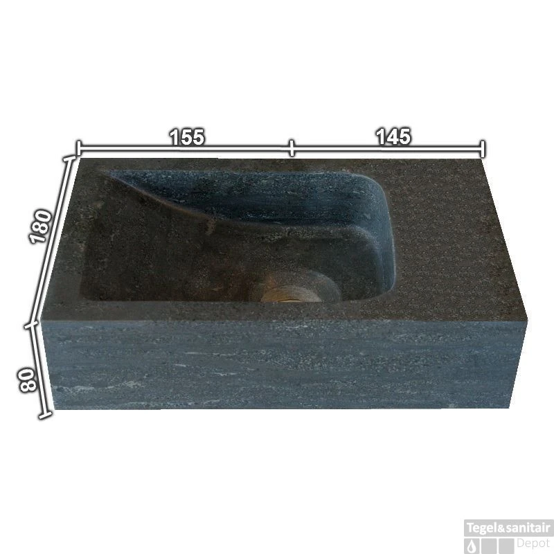 Hardstenen Fontein Mini Rechts Zonder Kraangat 18x30x8 Cm 4 Hardstenen Fontein Mini Rechts Zonder Kraangat 18x30x8 Cm - Afbeelding 2