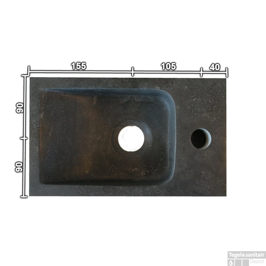 Hardstenen Fontein Mini Met Kraangat Links 18x30x8 Cm 5 Hardstenen Fontein Mini Met Kraangat Links 18x30x8 Cm - Afbeelding 3