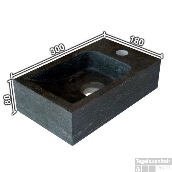 Hardstenen Fontein Mini Met Kraangat Rechts 18x30x8 Cm 4 Hardstenen Fontein Mini Met Kraangat Rechts 18x30x8 Cm - Afbeelding 2