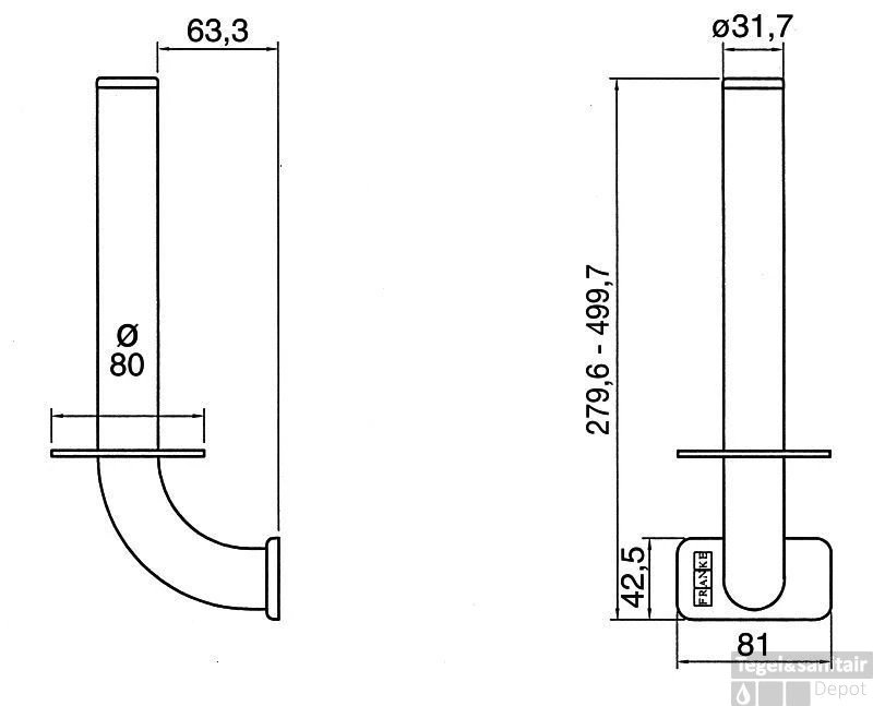 Franke Chronos Reserverolhouder Rvs 4 Franke Chronos Reserverolhouder Rvs - Afbeelding 2