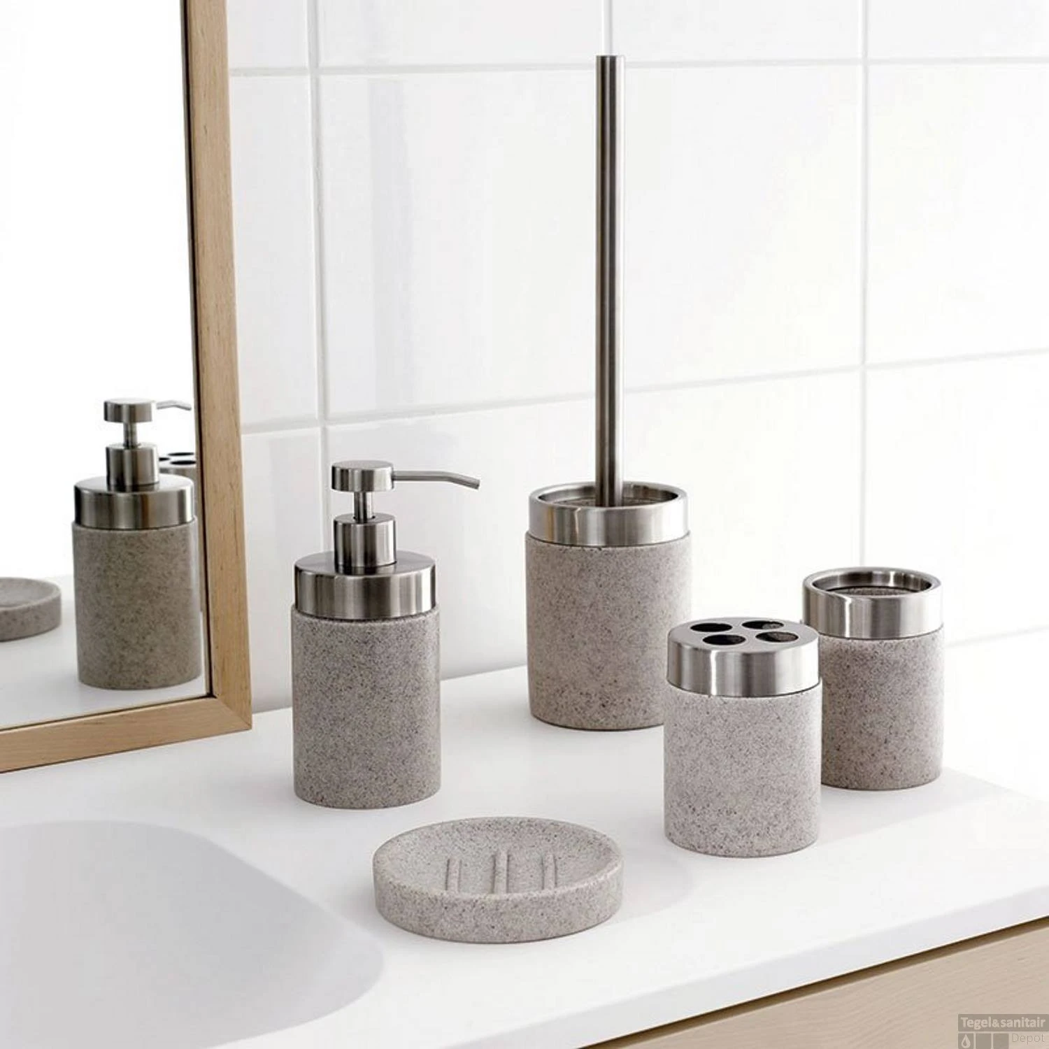 Tandenborstelhouder Sapho Stone Vrijstaand 10.5x7.5 Cm Polyresin Beige 4 Tandenborstelhouder Sapho Stone Vrijstaand 10.5x7.5 Cm Polyresin Beige - Afbeelding 2