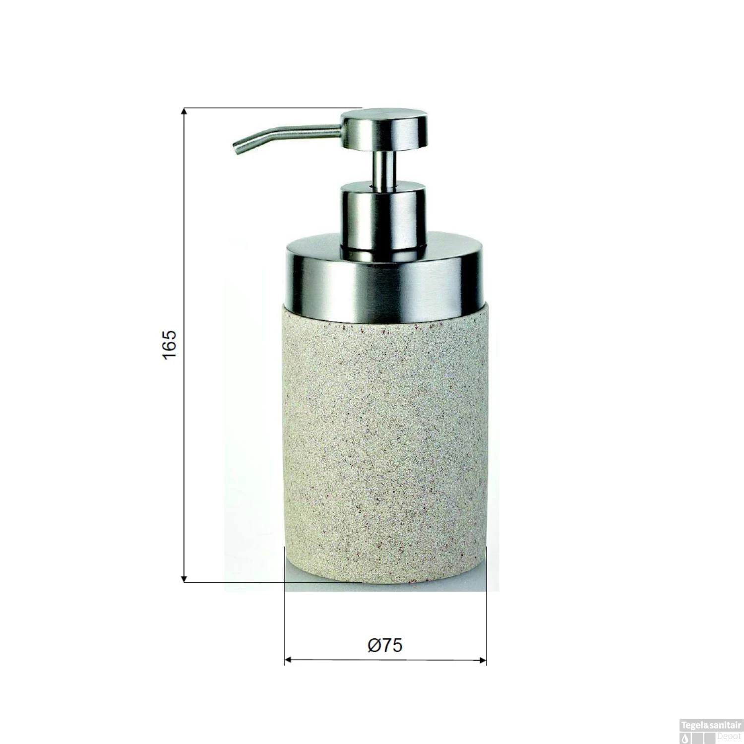 Zeepdispenser Sapho Stone Vrijstaand 300 ML Polyresin Beige 5 Zeepdispenser Sapho Stone Vrijstaand 300 ML Polyresin Beige - Afbeelding 3