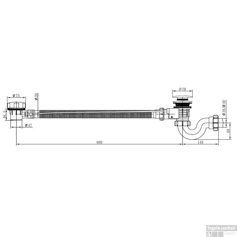 Wiesbaden Badplugafvoer Met Overloop 4 Wiesbaden Badplugafvoer Met Overloop - Afbeelding 2