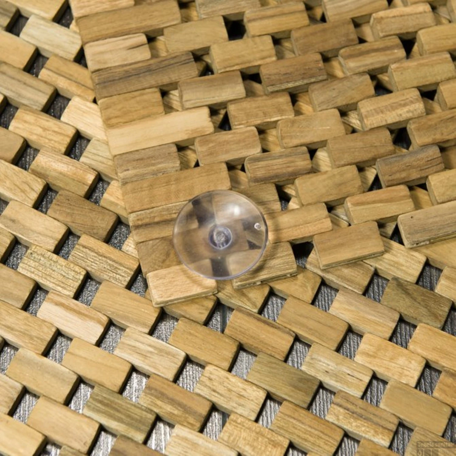 Badmat Sealskin Woodblock Teak 90x52 Cm Bruin 6 Badmat Sealskin Woodblock Teak 90x52 Cm Bruin - Afbeelding 4