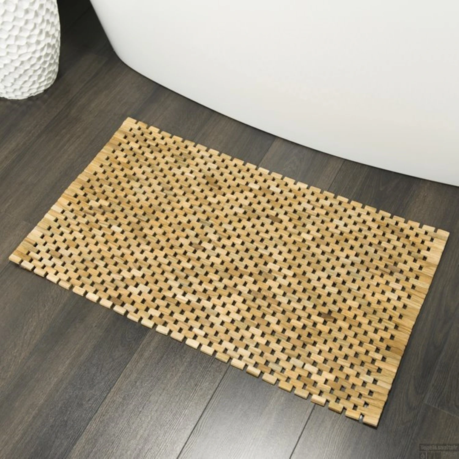 Badmat Sealskin Woodblock Teak 90x52 Cm Bruin 3 Badmat Sealskin Woodblock Teak 90x52 Cm Bruin