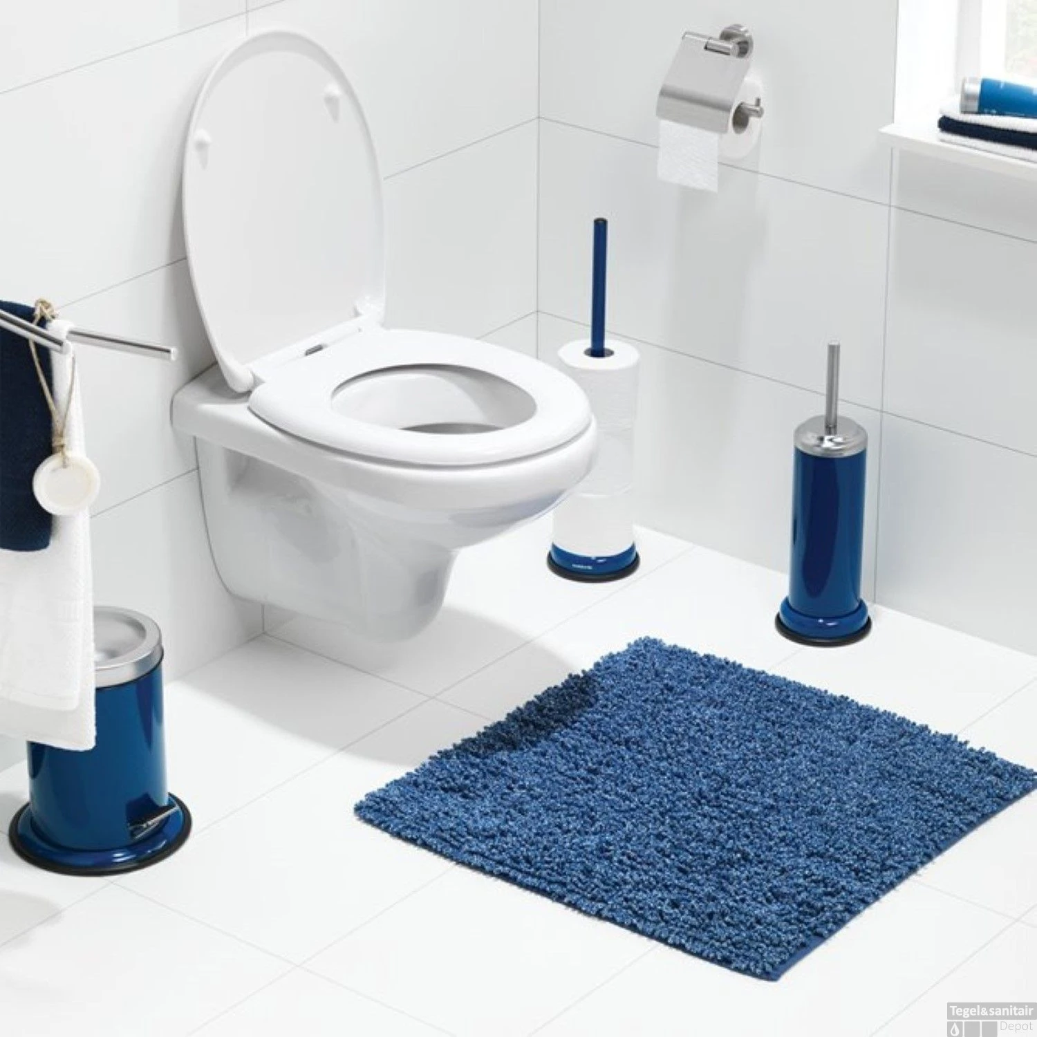 SEALSKIN Bidetmat Misto Chenille Katoen 60x60 Blauw 5 SEALSKIN Bidetmat Misto Chenille Katoen 60x60 Blauw - Afbeelding 3