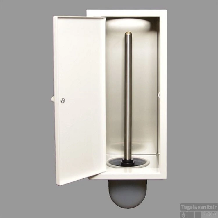 Inbouw Toilet Borstel Brush-Up Gepoedercoat Wit Etsero 4 Inbouw Toilet Borstel Brush-Up Gepoedercoat Wit Etsero - Afbeelding 2