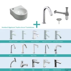 FonteinPack Erato Keramiek 34x27 Cm Chroom (Keuze Uit 20 Kranen)