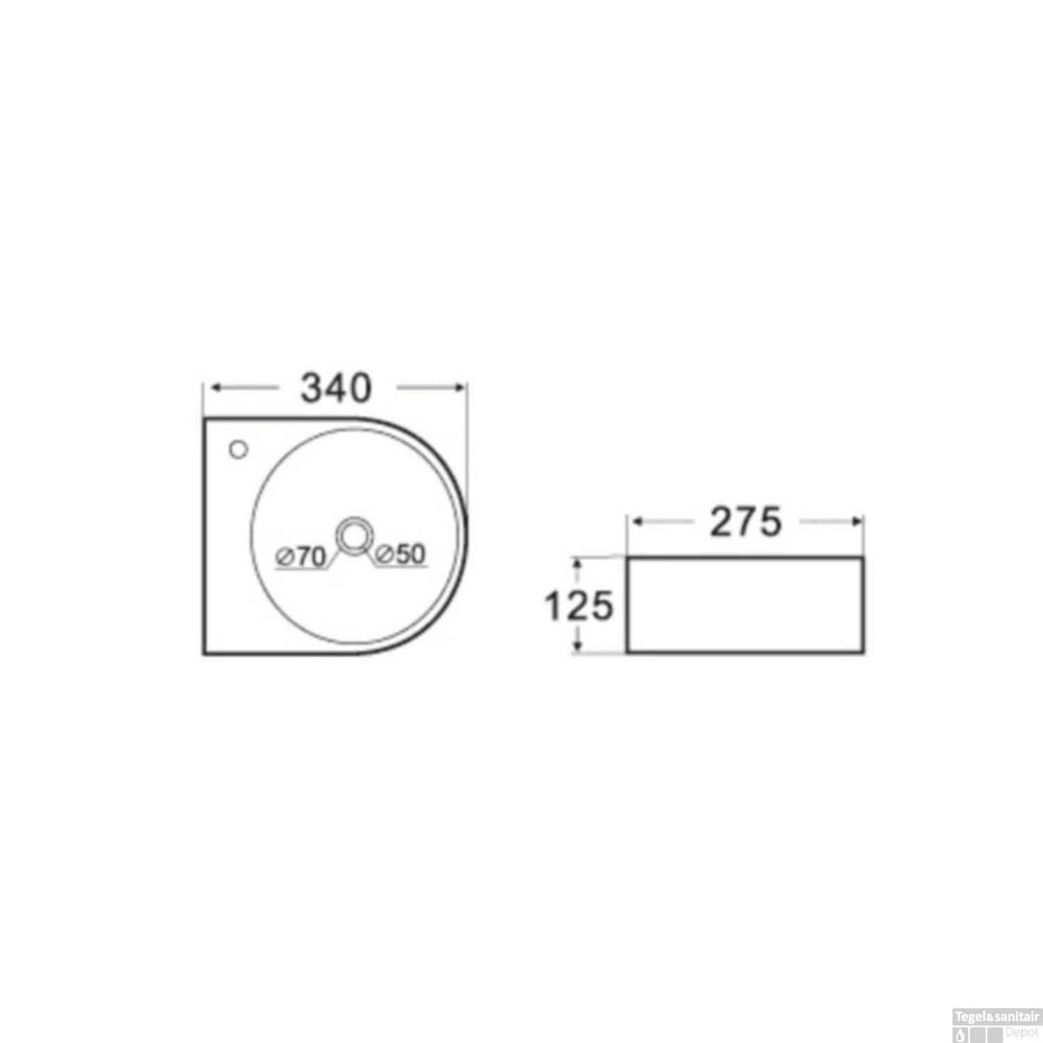 FonteinPack Erato Keramiek 34x27 Cm Chroom (Keuze Uit 20 Kranen) 6 FonteinPack Erato Keramiek 34x27 Cm Chroom (Keuze Uit 20 Kranen) - Afbeelding 4