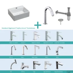 FonteinPack Leto 33.5x29 Cm Chroom (Keuze Uit 20 Kranen)