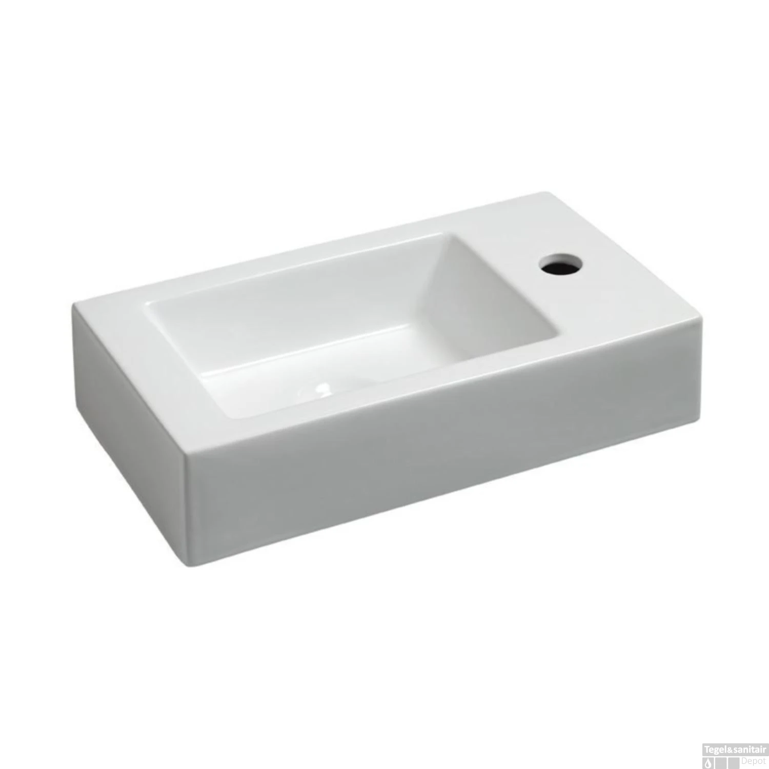 FonteinPack Rhea Keramiek Rechts 45.5x26x12cm Chroom (Keuze Uit 20 Kranen) 5 FonteinPack Rhea Keramiek Rechts 45.5x26x12cm Chroom (Keuze Uit 20 Kranen) - Afbeelding 3