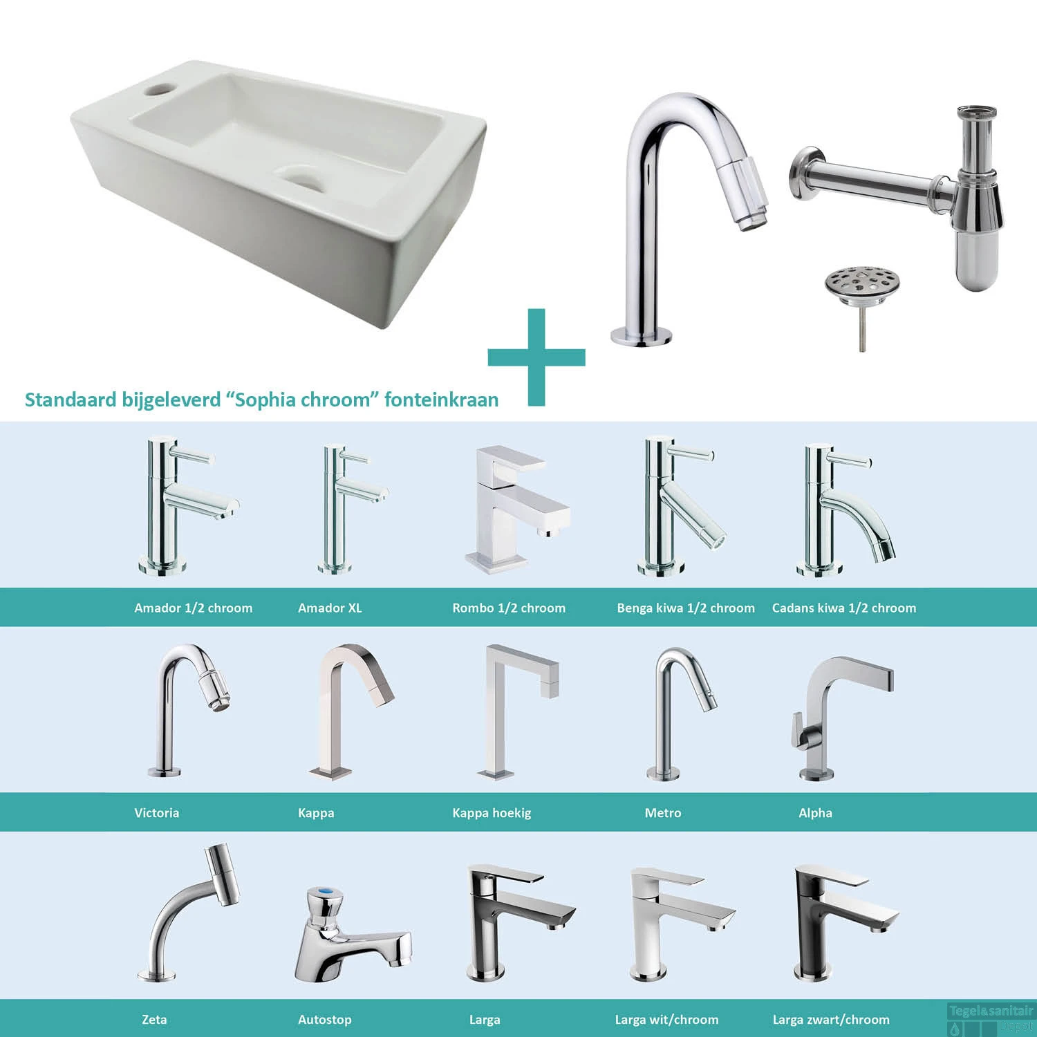 FonteinPack Rhea Mini Links 36x18x9 Cm Chroom (Keuze Uit 20 Kranen) 5 FonteinPack Rhea Mini Links 36x18x9 Cm Chroom (Keuze Uit 20 Kranen) - Afbeelding 3