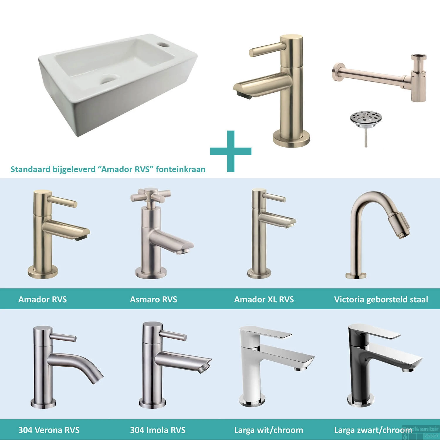 FonteinPack Rhea Mini 36x18x9 Cm Rechts RVS (Keuze Uit 8 Kranen) 3 FonteinPack Rhea Mini 36x18x9 Cm Rechts RVS (Keuze Uit 8 Kranen)