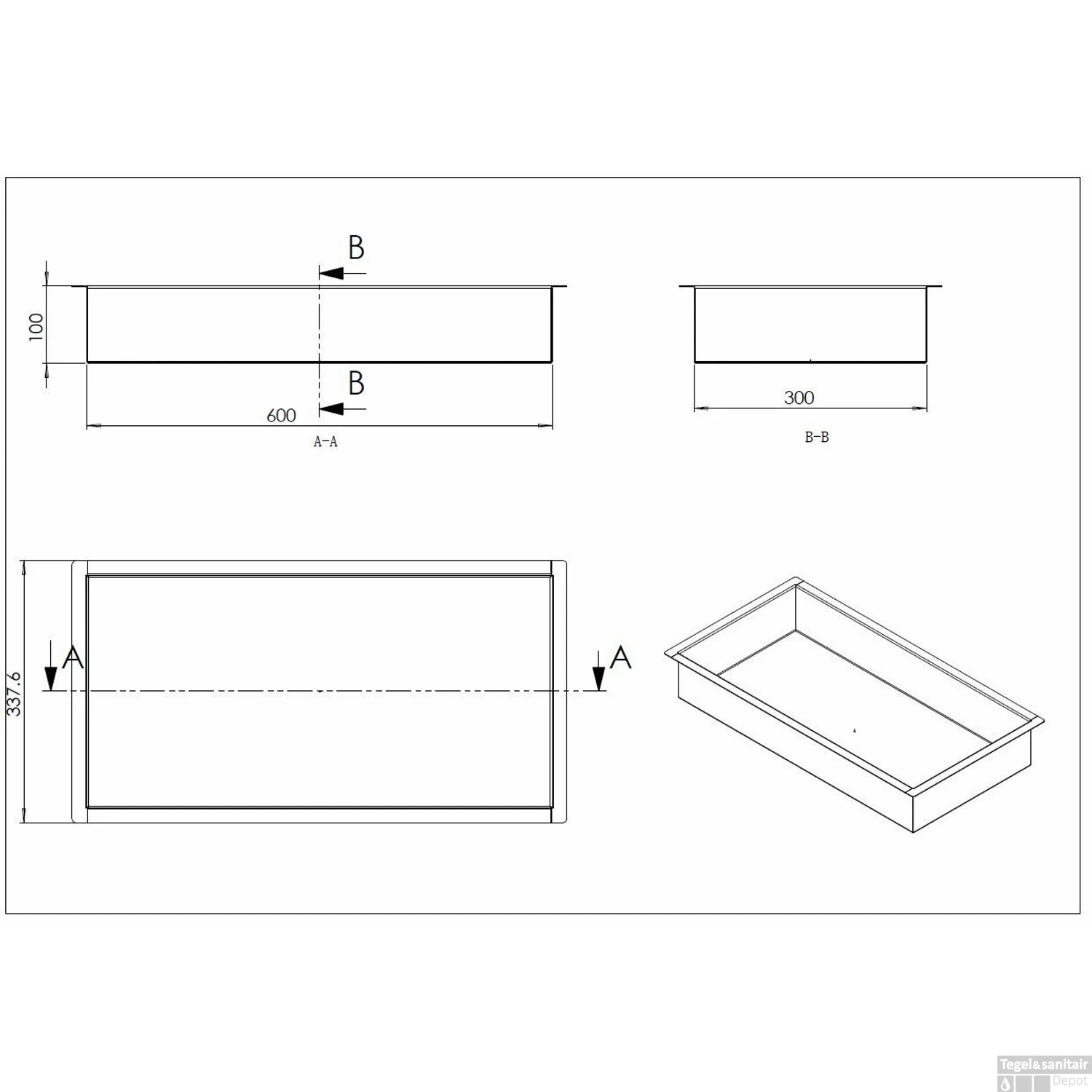 Inbouwnis BWS Sifo 30x60x10cm Brons 5 Inbouwnis BWS Sifo 30x60x10cm Brons - Afbeelding 3