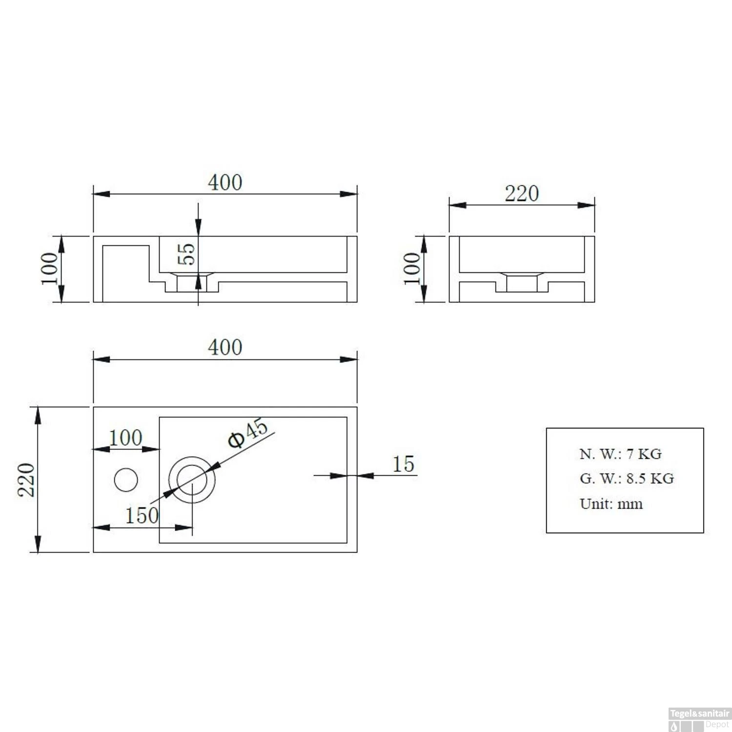 Fonteinset BWS Solid Black 40x22x10 Cm Met Mat Zwart Frame (kraangat Links) 7 Fonteinset BWS Solid Black 40x22x10 Cm Met Mat Zwart Frame (kraangat Links) - Afbeelding 5