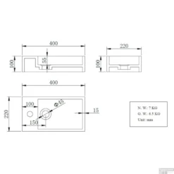 Fontein Wiesbaden Solid Surface 40x22x10 Cm (Rechts) -Goedkope Stijl Baden Winkel 36.4040 2 1