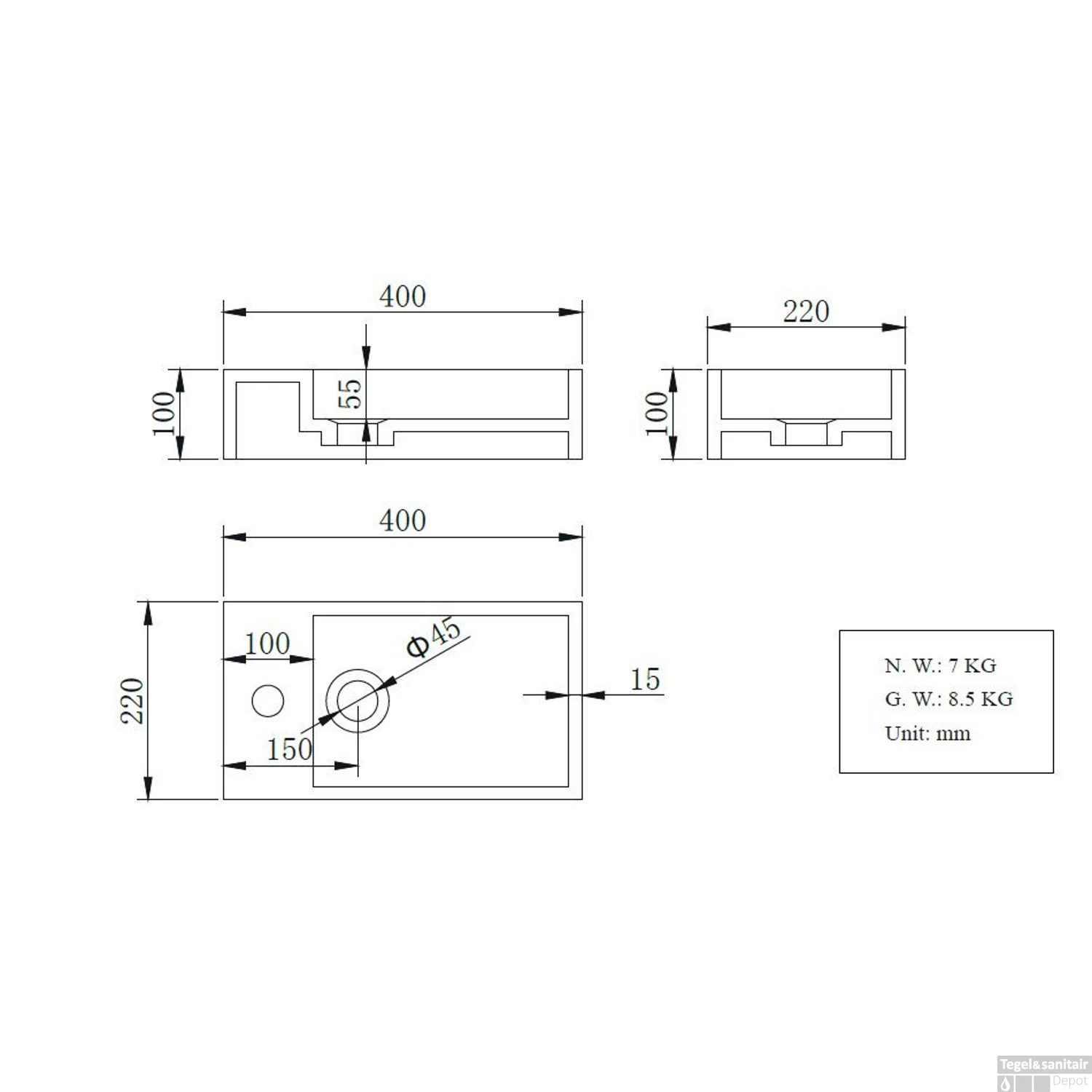 Fonteinpack Solid Surface Rechts Mat Wit 40x22x10 Cm (Keuze Uit 4 Zwarte Kranen) 5 Fonteinpack Solid Surface Rechts Mat Wit 40x22x10 Cm (Keuze Uit 4 Zwarte Kranen) - Afbeelding 3