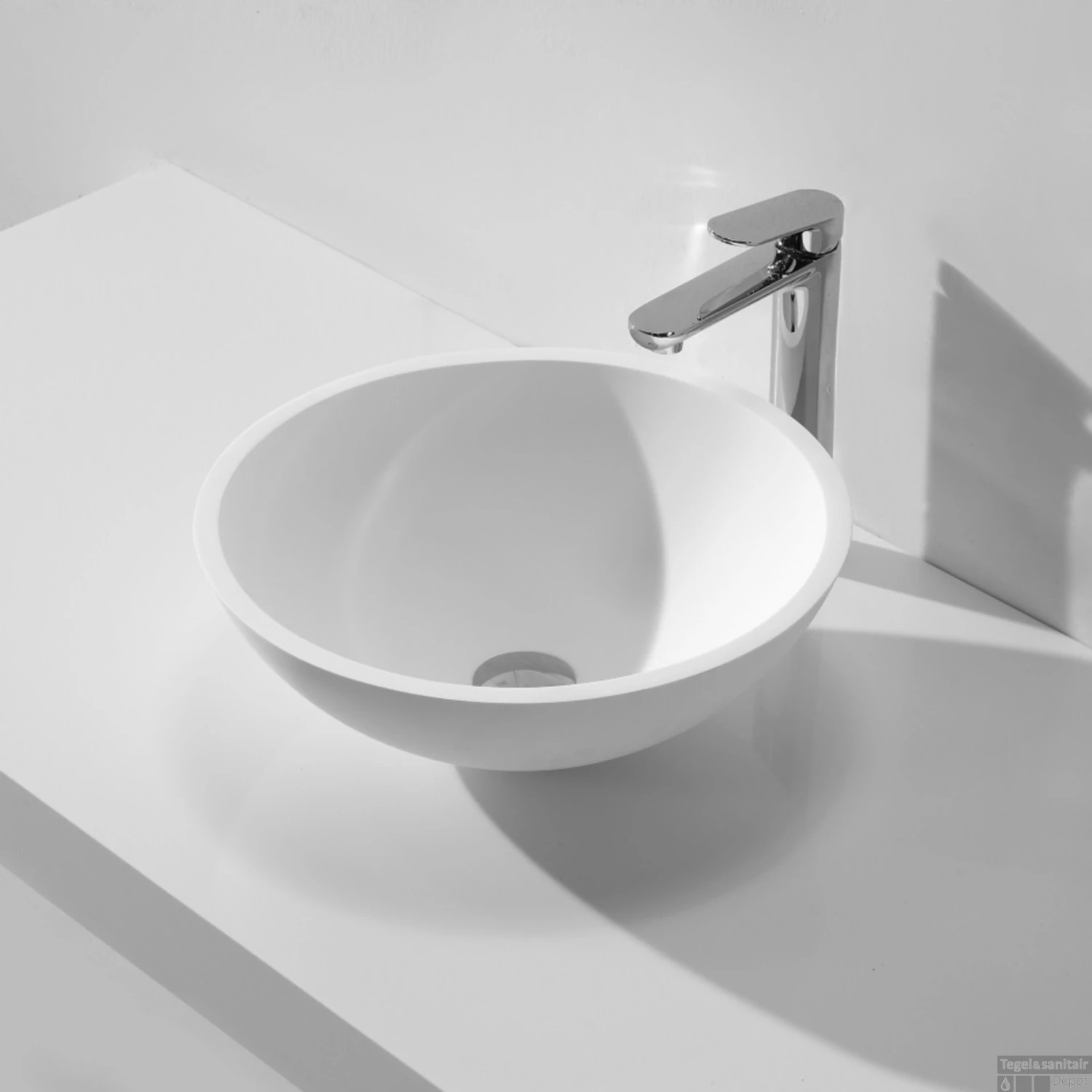 Waskomset Solidsurface Incl Chromen Inbouwkraan Afvoer En Waste 4 Waskomset Solidsurface Incl Chromen Inbouwkraan Afvoer En Waste - Afbeelding 2