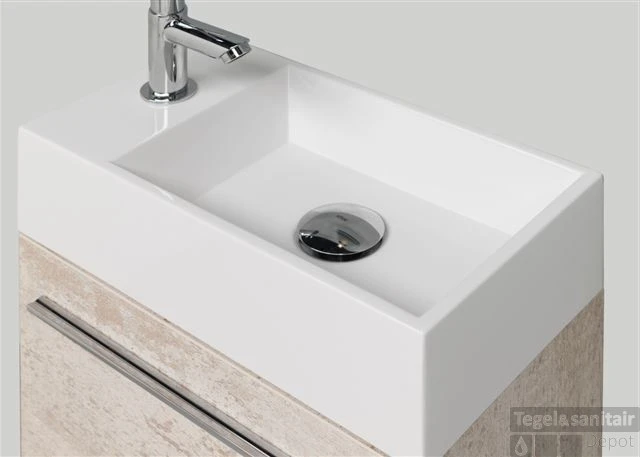 B&w-luxury Pressione Fontein 40x22 Cm. Kraangat Links Wit Glanzend 4 B&w-luxury Pressione Fontein 40x22 Cm. Kraangat Links Wit Glanzend - Afbeelding 2