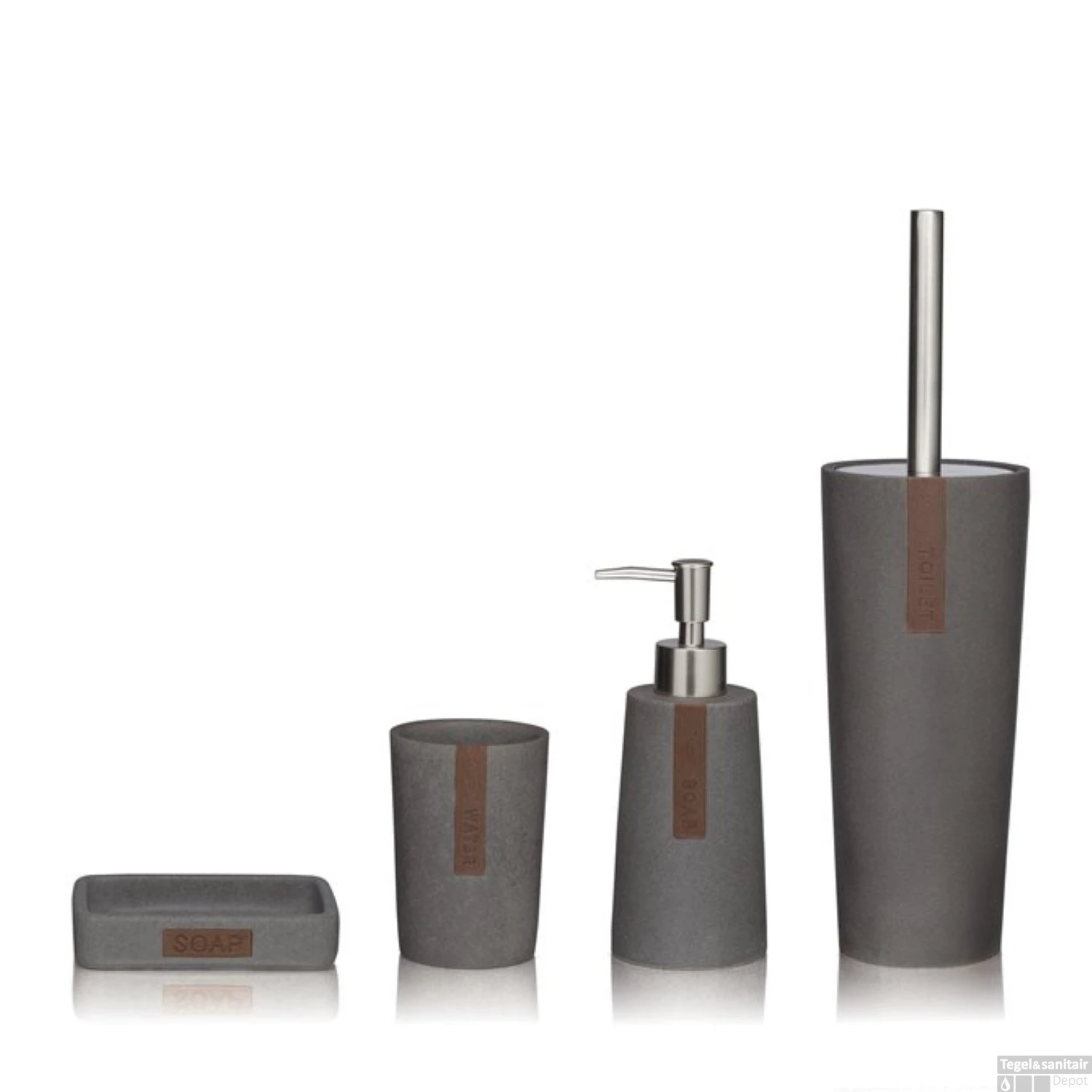 Tandenborstelbeker Vrijstaand Sealskin Pierra Polyresin Grijs 7 Tandenborstelbeker Vrijstaand Sealskin Pierra Polyresin Grijs - Afbeelding 5