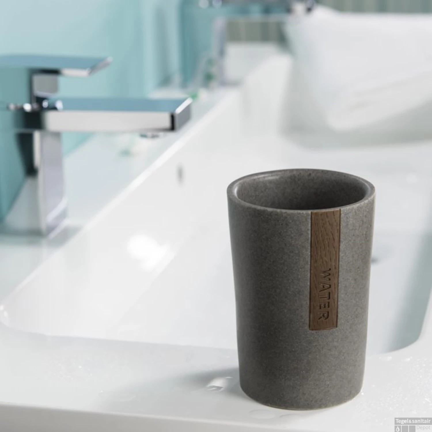 Tandenborstelbeker Vrijstaand Sealskin Pierra Polyresin Grijs 4 Tandenborstelbeker Vrijstaand Sealskin Pierra Polyresin Grijs - Afbeelding 2