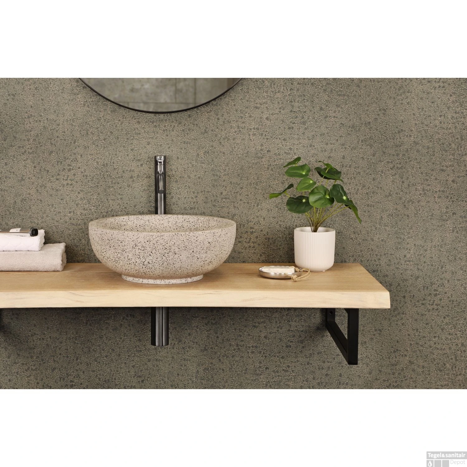 Waskom Differnz Trico Terrazo Zwart/Wit 40 Cm 4 Waskom Differnz Trico Terrazo Zwart/Wit 40 Cm - Afbeelding 2