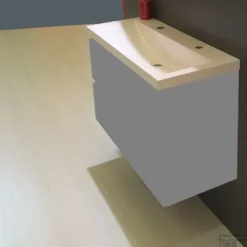 Wastafel Wiesbaden 100x36x11,5 Cm Kunstmarmer Wit (met Twee Kraangaten)