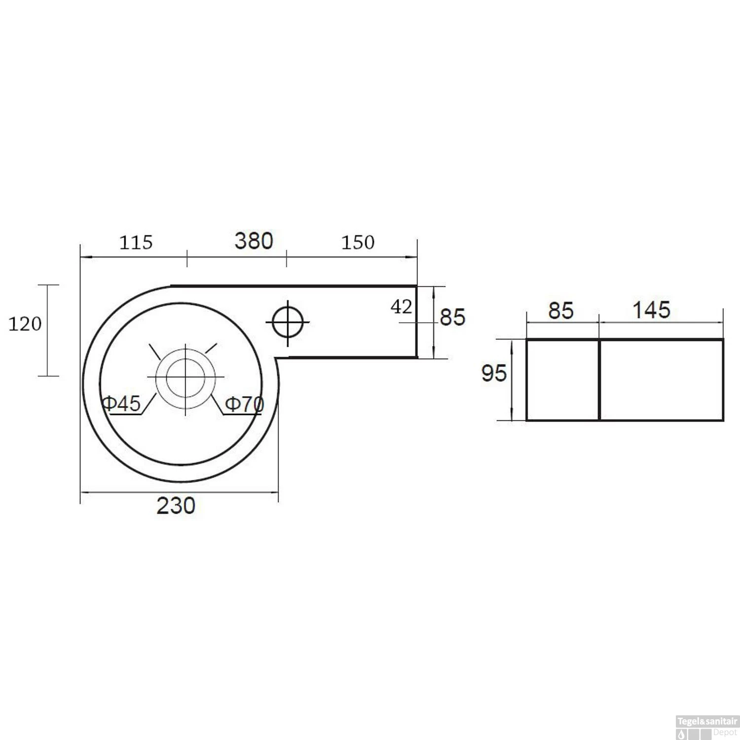 Fontein Best Design Step 38x23cm (Kraangat Rechts) 4 Fontein Best Design Step 38x23cm (Kraangat Rechts) - Afbeelding 2