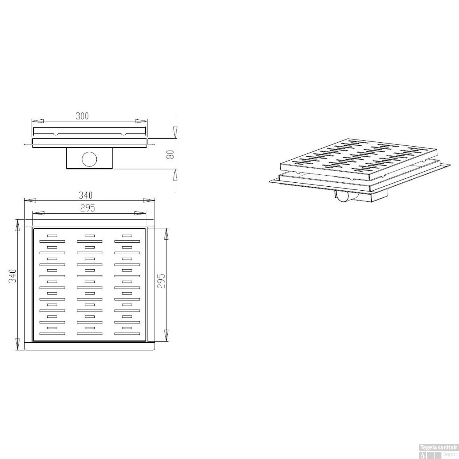 Doucheput Best Design N-Square Met Flens 30x30x7.7cm RVS 5 Doucheput Best Design N-Square Met Flens 30x30x7.7cm RVS - Afbeelding 3