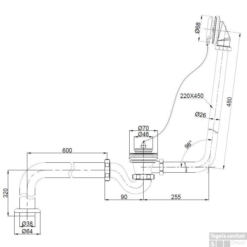 Badafvoer / Overloopcombinatie Best Design Tbv. Nostalgisch Bad 5 Badafvoer / Overloopcombinatie Best Design Tbv. Nostalgisch Bad - Afbeelding 3