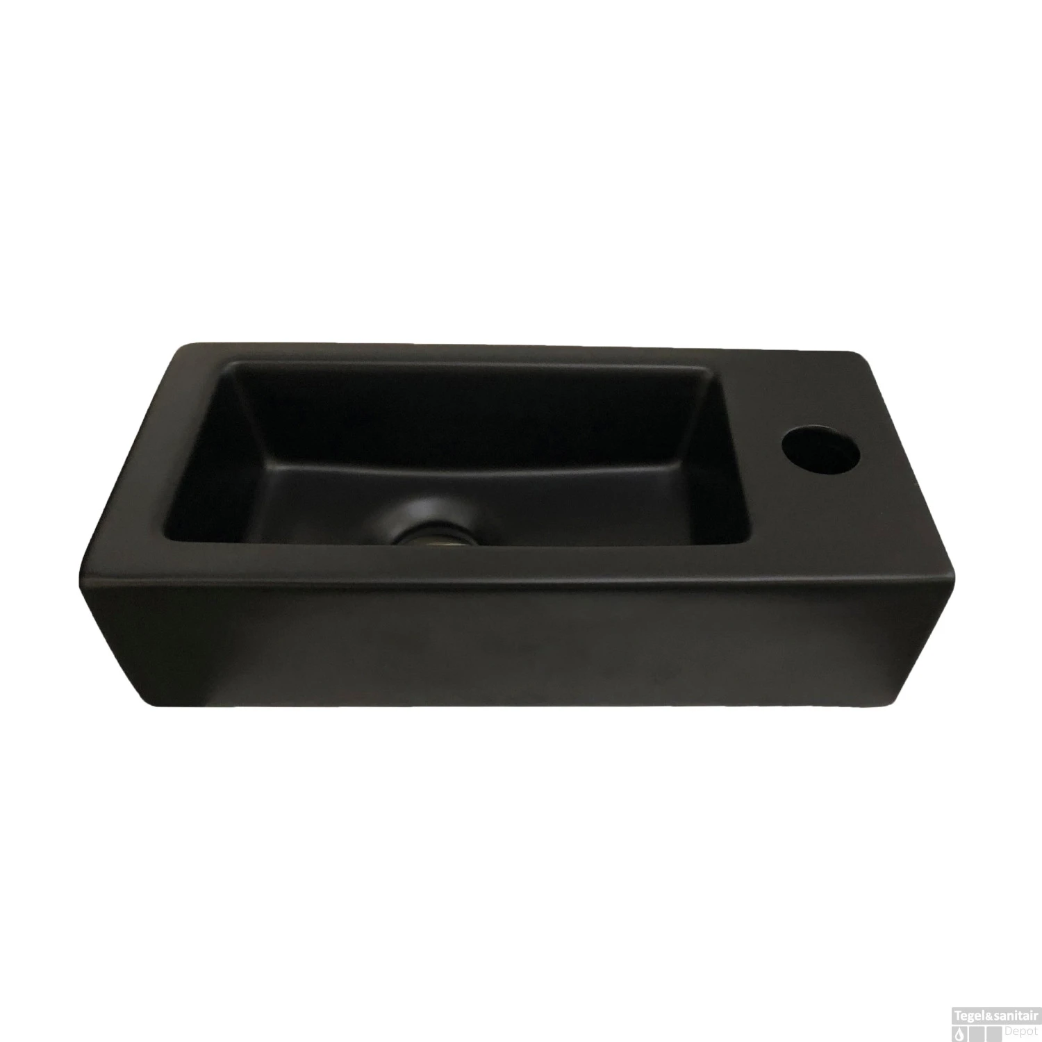 Fontein Best Design Farnetta 37x18x9cm Kraangat Rechts Mat Zwart