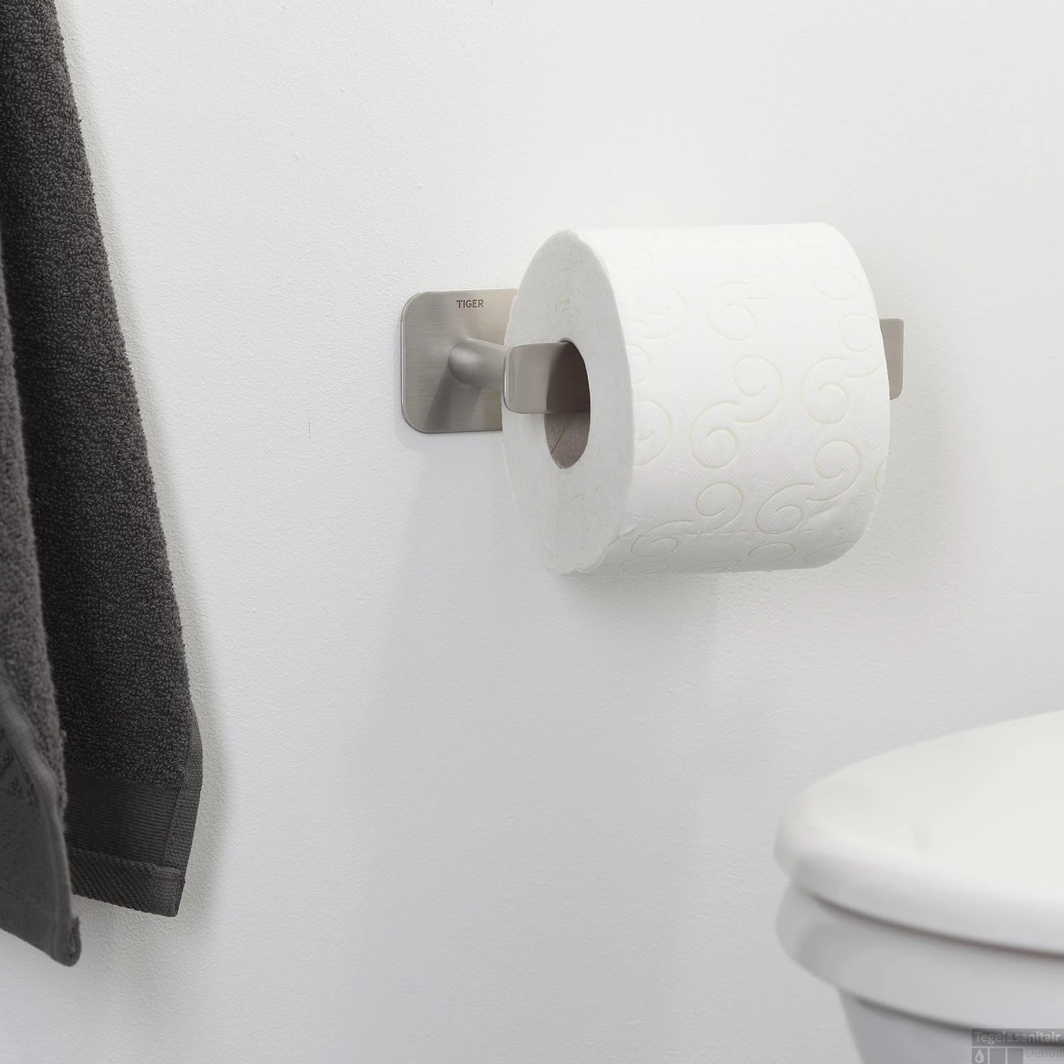 Toiletrolhouder Tiger Colar L Vorm Geborsteld RVS 6 Toiletrolhouder Tiger Colar L Vorm Geborsteld RVS - Afbeelding 4