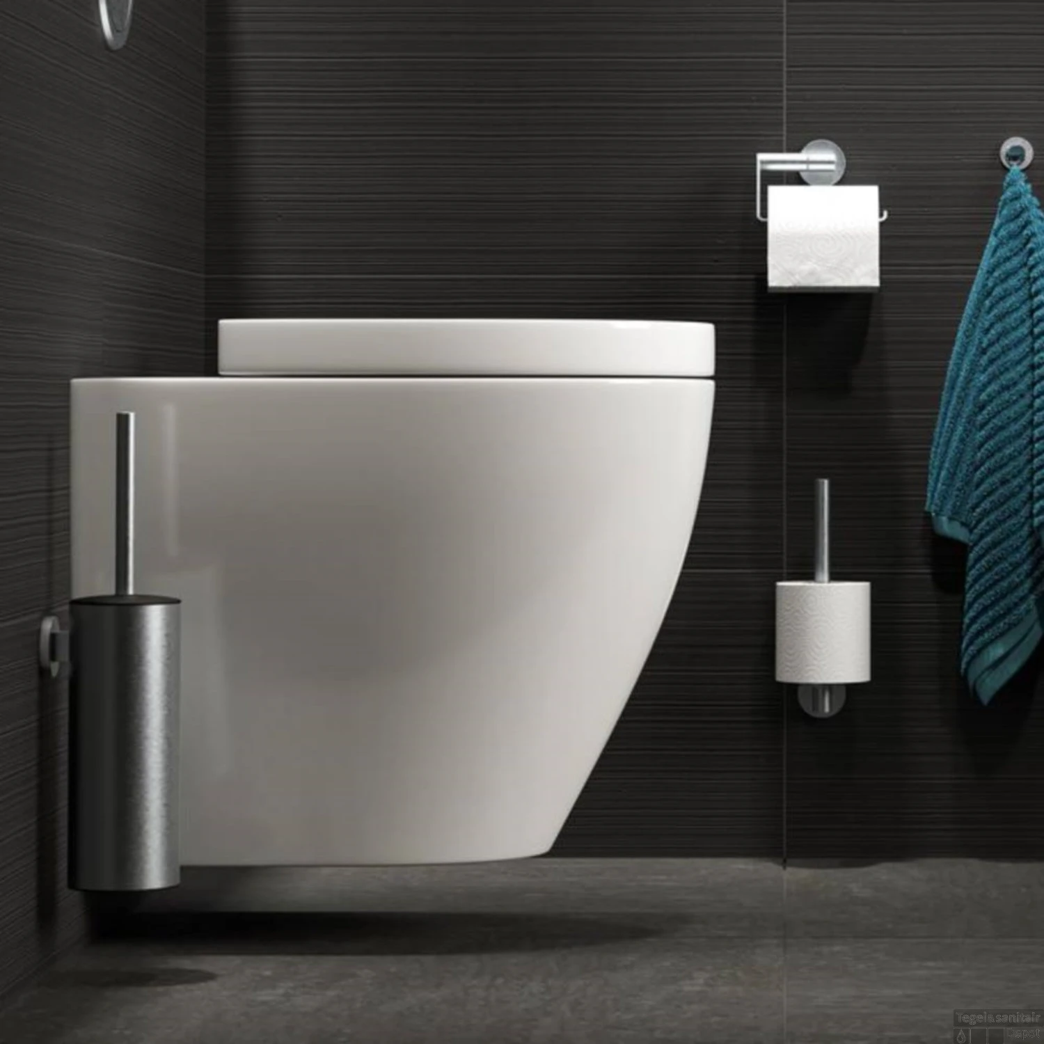 Tiger Noon Toiletborstel Met Houder Wandmodel RVS Geborsteld 9x11x38 Cm 4 Tiger Noon Toiletborstel Met Houder Wandmodel RVS Geborsteld 9x11x38 Cm - Afbeelding 2