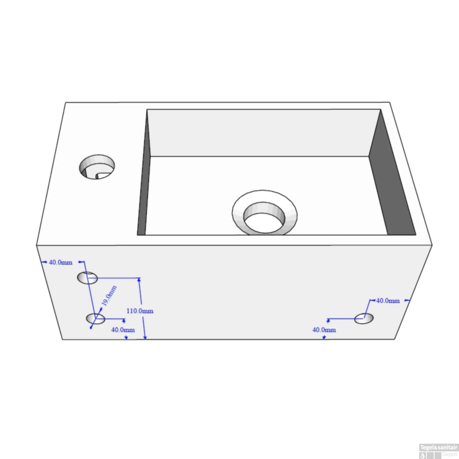 Fontein Met Handdoekhouder BWS 35.6x20.3x15.9 Cm Mat Zwart (kraangat Rechts) 6 Fontein Met Handdoekhouder BWS 35.6x20.3x15.9 Cm Mat Zwart (kraangat Rechts) - Afbeelding 4