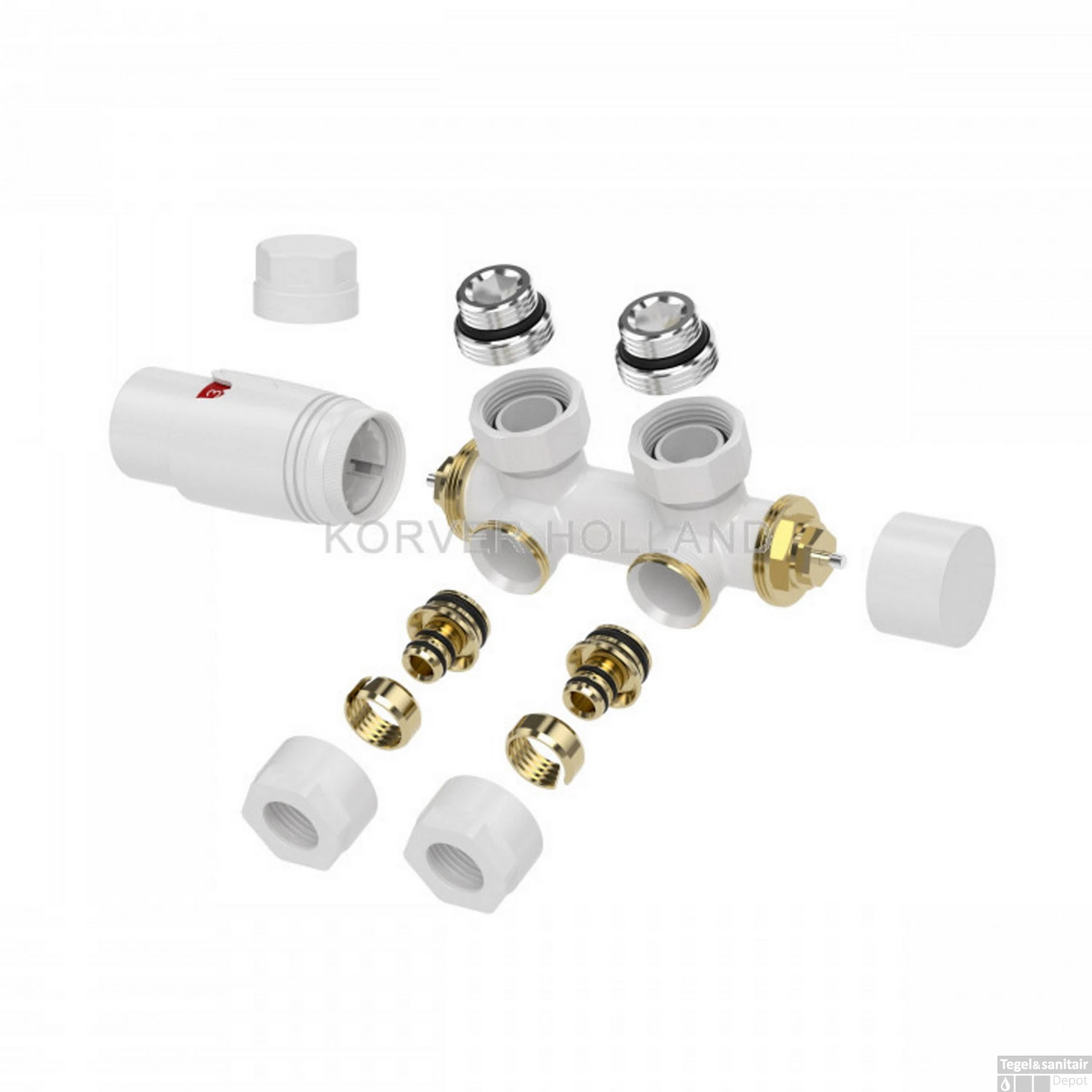 Set Thermostatisch Onderblok Boss & Wessing Zuko Haaks Links/rechts Glans Wit 3 Set Thermostatisch Onderblok Boss & Wessing Zuko Haaks Links/rechts Glans Wit